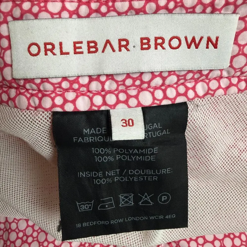 Orlebar Brown Bulldog Swim Shorts Size 30 Pink White Luxury Swim Trunks